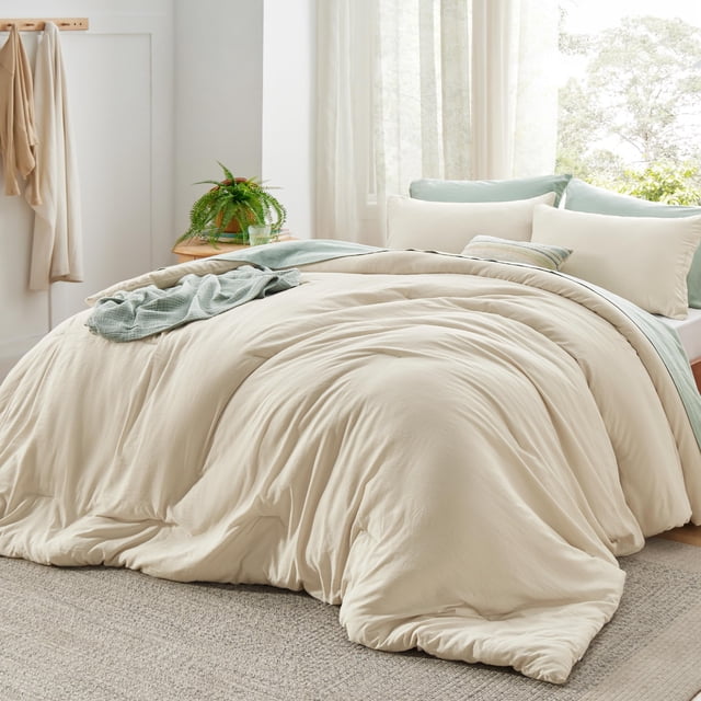 Juego de edredón Bedsure Super King, 325 x 305 cm, color crema, 3 unidades