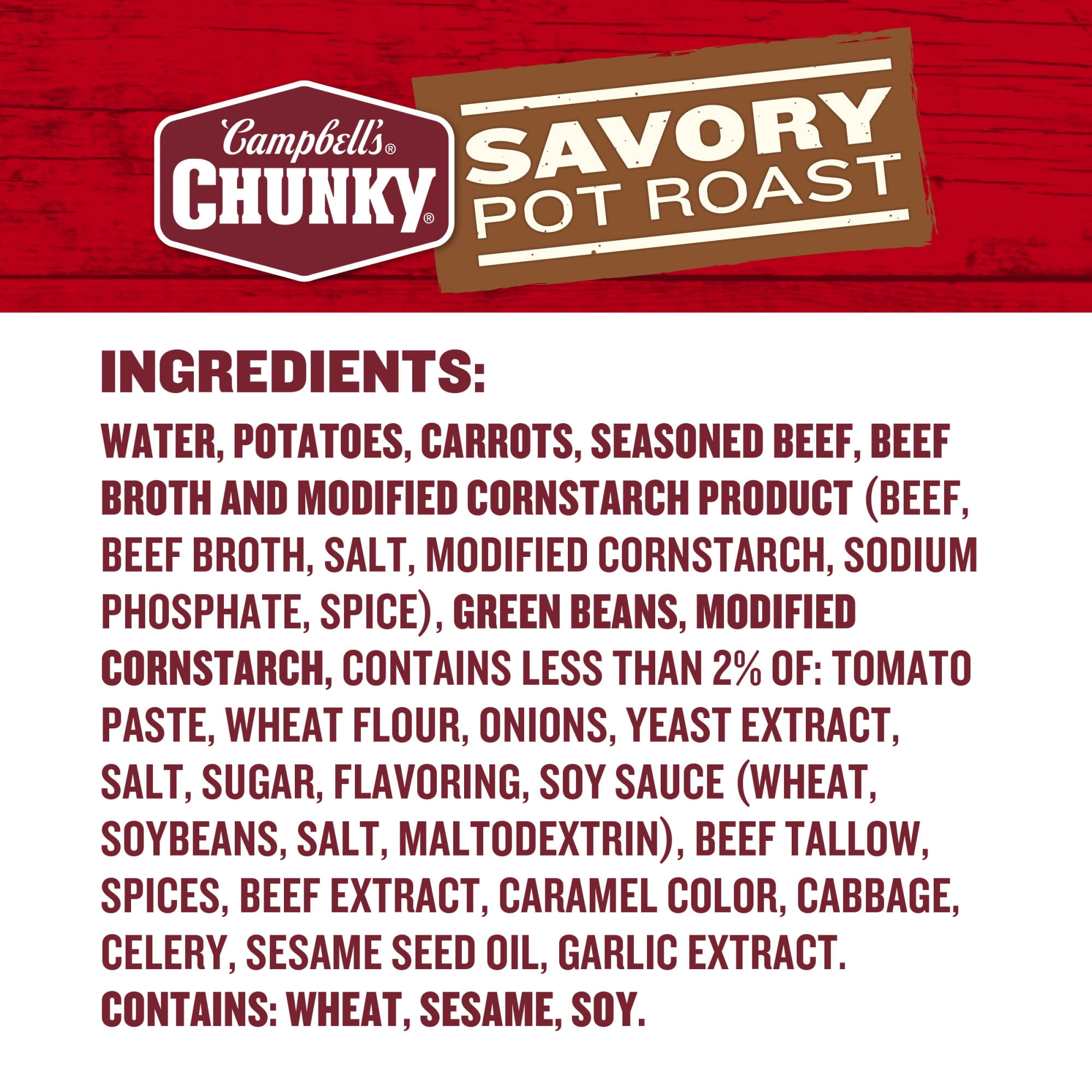 (12 pack) Campbell’s Chunky Soup, Savory Pot Roast Soup, 18.8 oz Can