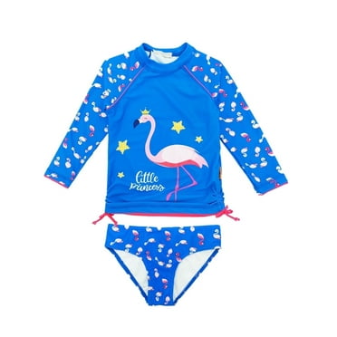 weVSwe Girls Rash Guard Swimsuit Rare Hem Cuffs Bathing Suit UPF 50  Protection 2T