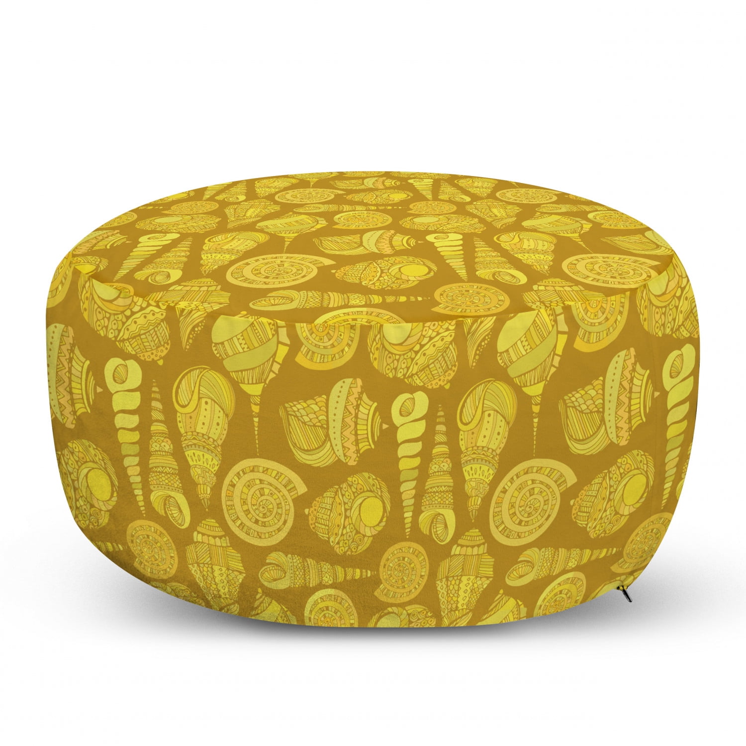 Shells Pouf Cover with Zipper, Ornamental Illustration of Long Tail ...