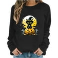 thumbnail image 5 of Kaliqueen Halloween Sweatshirts for Women Spooky Season Funny Long Sleeve Graphic Crewneck Pullover Tops Loose Fit Holiday Outfits with Multi Print, 5 of 6