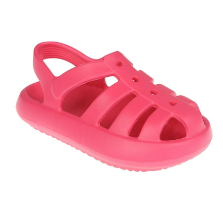 

FOAMWALK Girl s EVA Slides Fisherman Buckle Clogs Kids Cloud Slides - Slip On Sandals for Girls Toddler Fuchsia 6