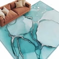 thumbnail image 2 of Marble Turquoise Area Rug 6x9 FT, Non Slip Living Room Throw Carpet, Abstract Nature Cracks Silver Wavy Washable Soft Large Floor Carpet Non-Shedding Rug for Bedroom Dining Room Play Room, 2 of 9