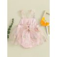 thumbnail image 4 of Biezeib Baby Girl Mesh Romper Dress Cute Tie Up Mesh Flower Embroidery Cami Jumpsuit Infant Toddler Clothes, 4 of 9