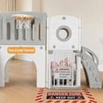 thumbnail image 5 of Pirecart 9-in-1 Large Toddler Slide, Indoor Outdoor Kids Climber Playset with Basketball Hoop, Storage Space, Tunnel for Boys and Girls, 5 of 9