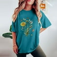 thumbnail image 4 of LEBONYARD Womens Plus Size $5,Clothes under $5.00 summer,Women's Fashion Summer Round Neck Drop Sleeves Leisure Short Sleeve Flower Printing Tops Blue L, 4 of 7