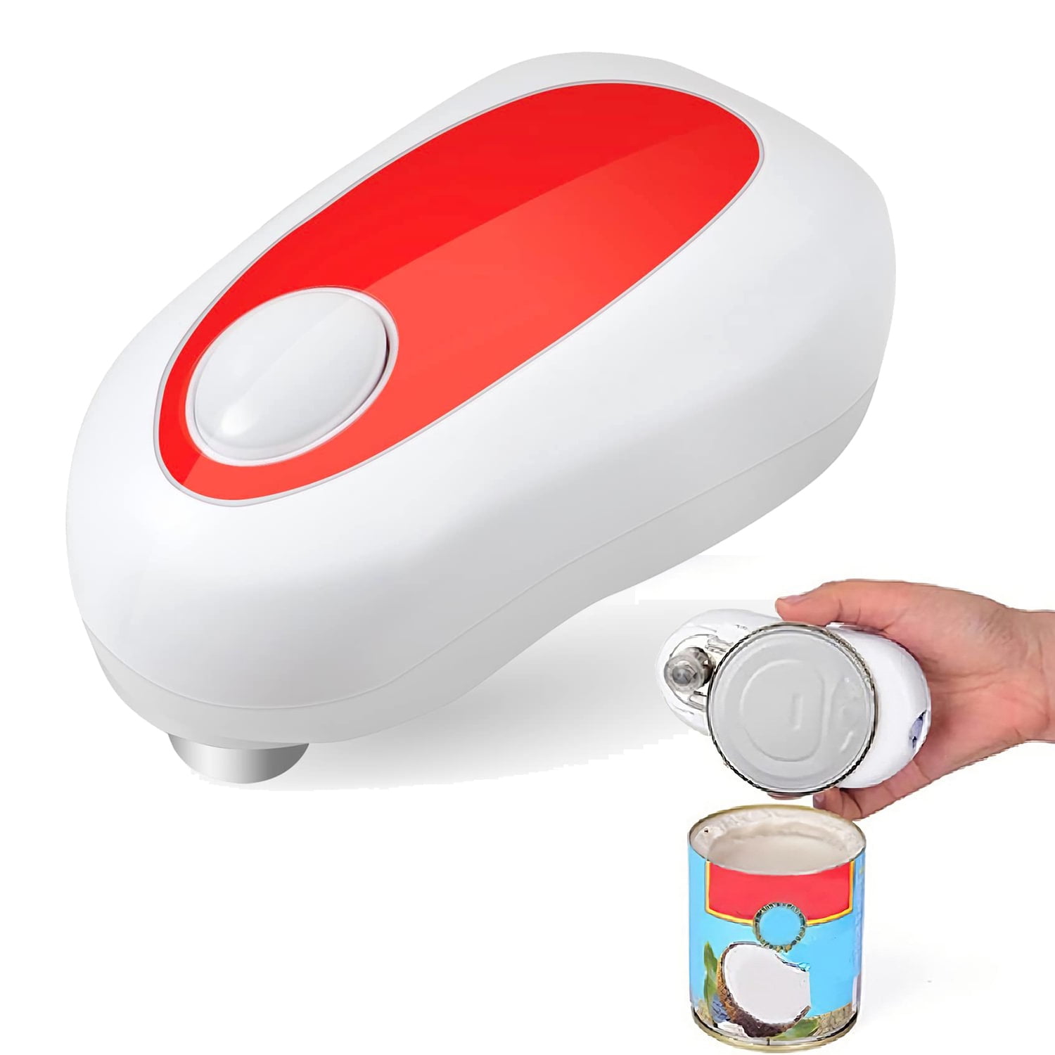 Electric Can Opener, Open Any Can Shape with One Press, Smooth Edge