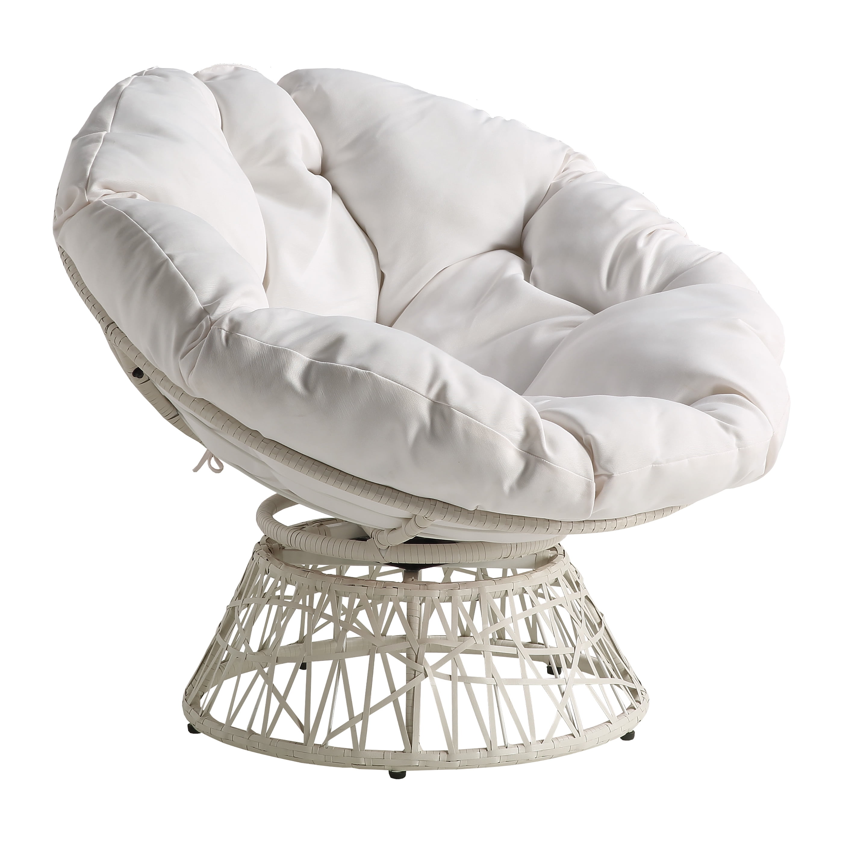 Details about   Papasan Chair Sherpa Cushion in steel frame w/ Faux Wicker Accents White 
