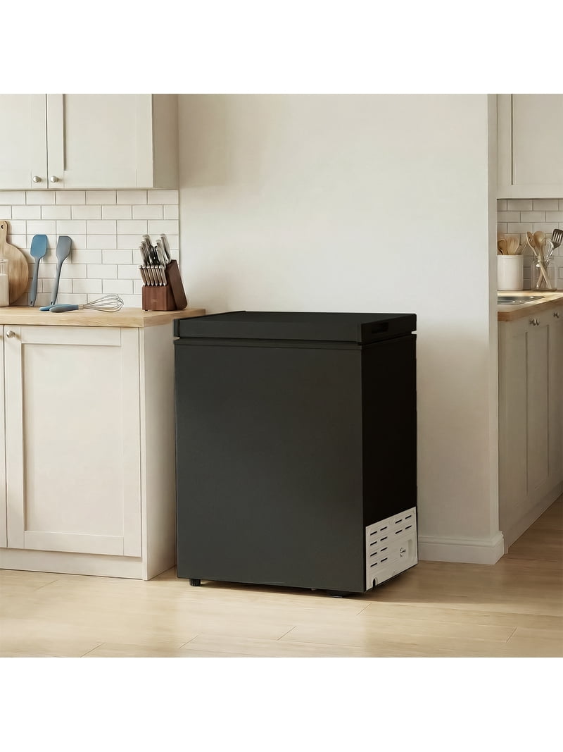 TABU 5.0 Cu ft Chest Freezer, Top Open Door, Black, Garage Ready