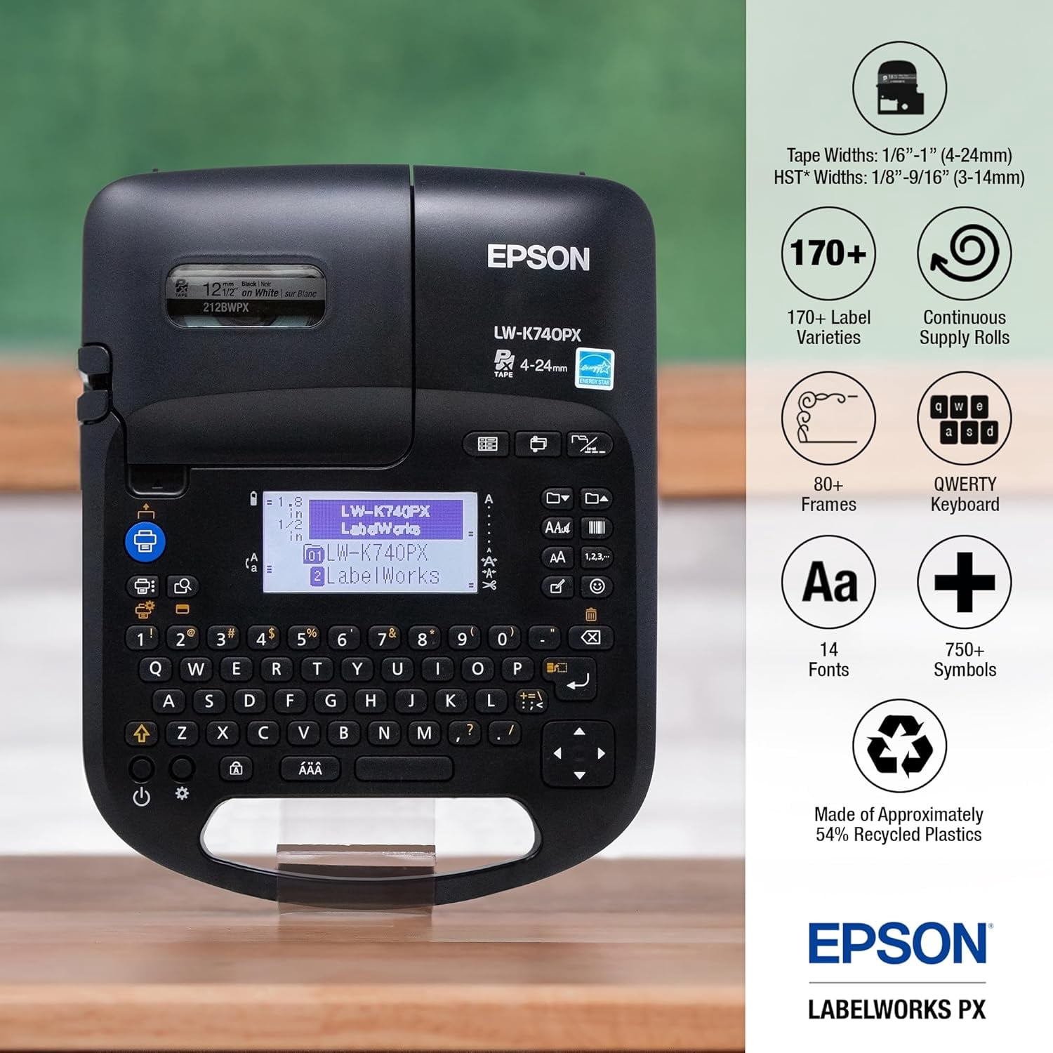 Epson LABELWORKS LW-K740PX Industrial Handheld Label Maker - Office, Home & Healthcare, Full Kit, Durable Labels