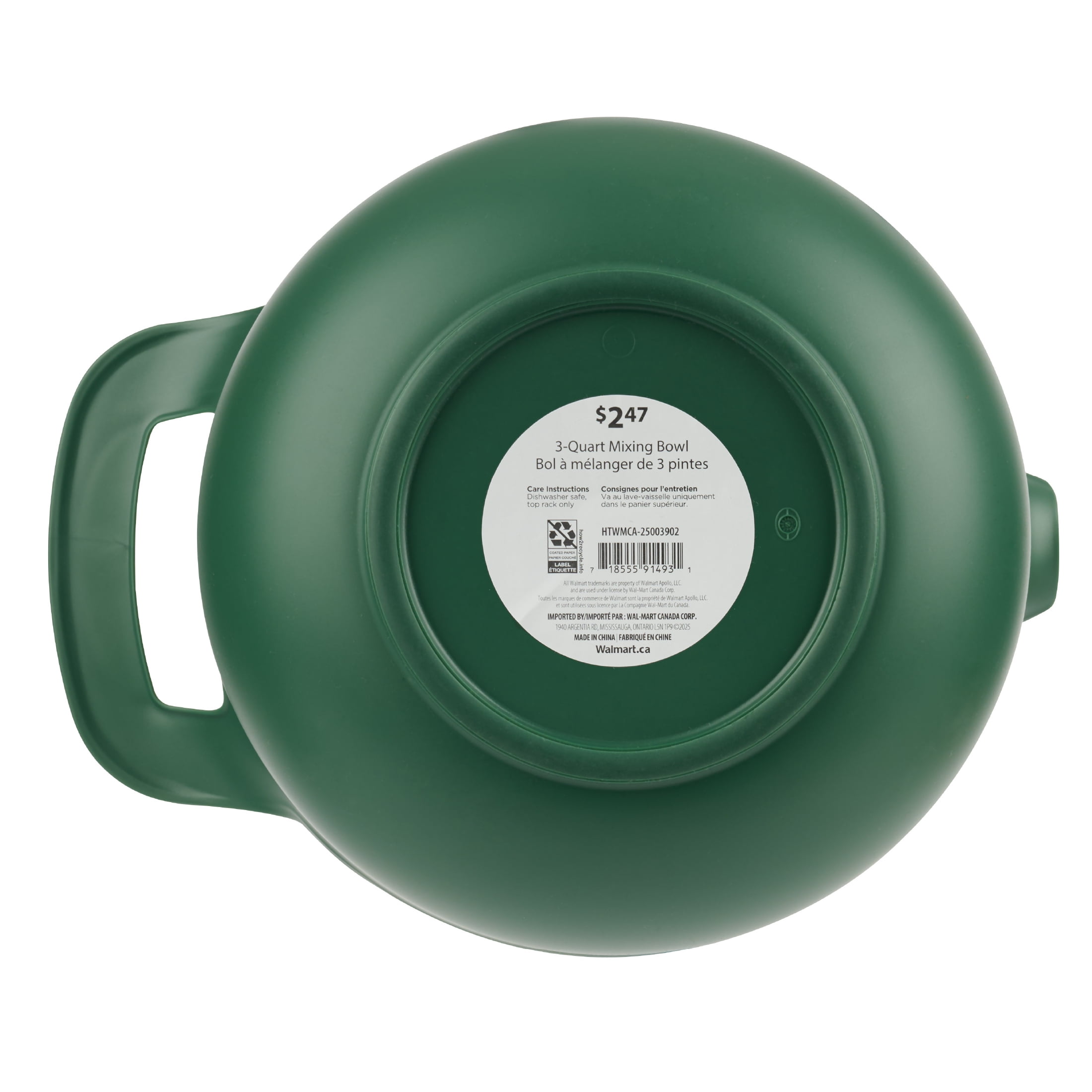 Holiday Time 3QT Kitchen Mixing Bowl, Green