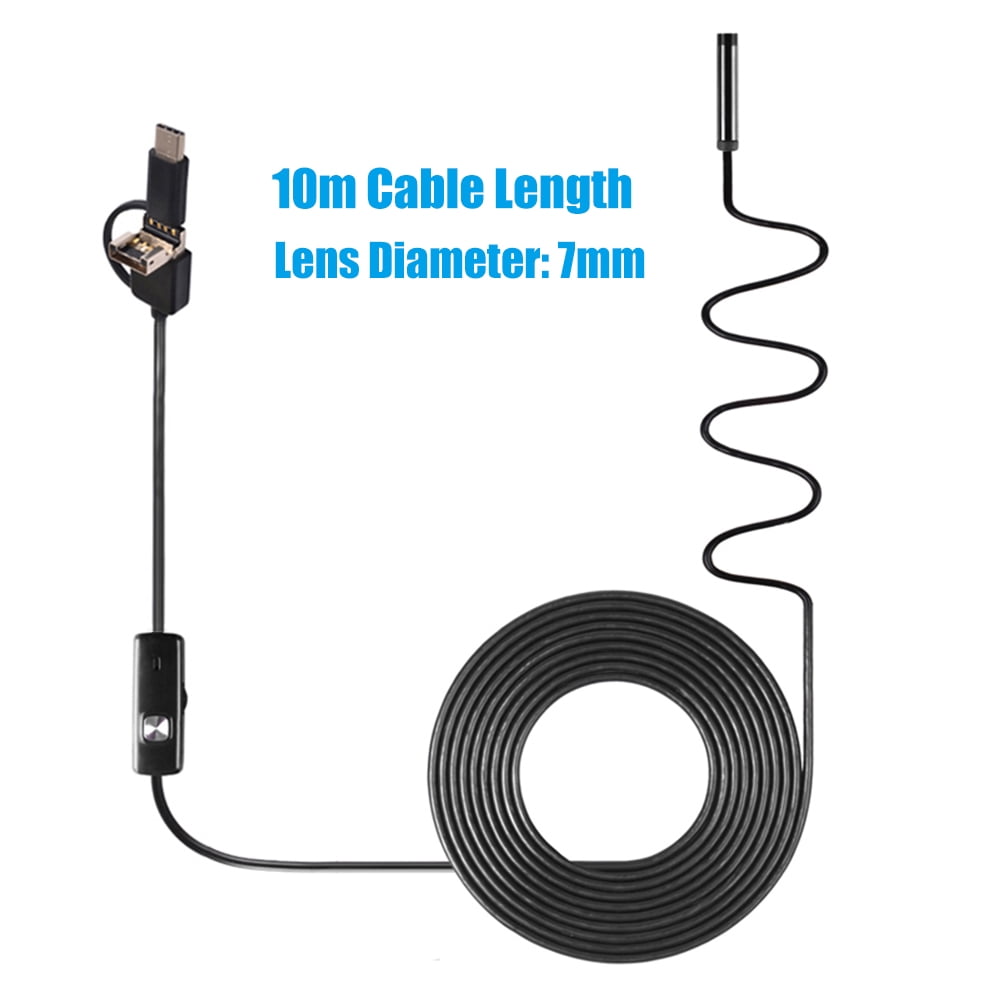 3-in-1 Industrial Endoscope Borescope Inspection Camera Built-in 6 LEDs IP67 Waterproof USB Type-C Endoscope for Android Smartph