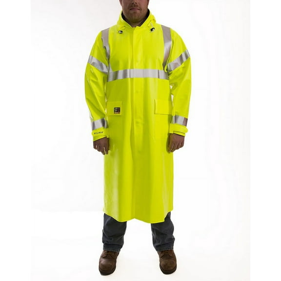 Tingley Arc Flash Flame Resistant Rain Coat, PVC, Class 3 Lime, S C44122