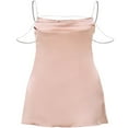thumbnail image 2 of Women‘s Spaghetti Strap Sleeveless Off Shoulder Rhinestone Chain Cami Mini Club Party Dress, 2 of 7