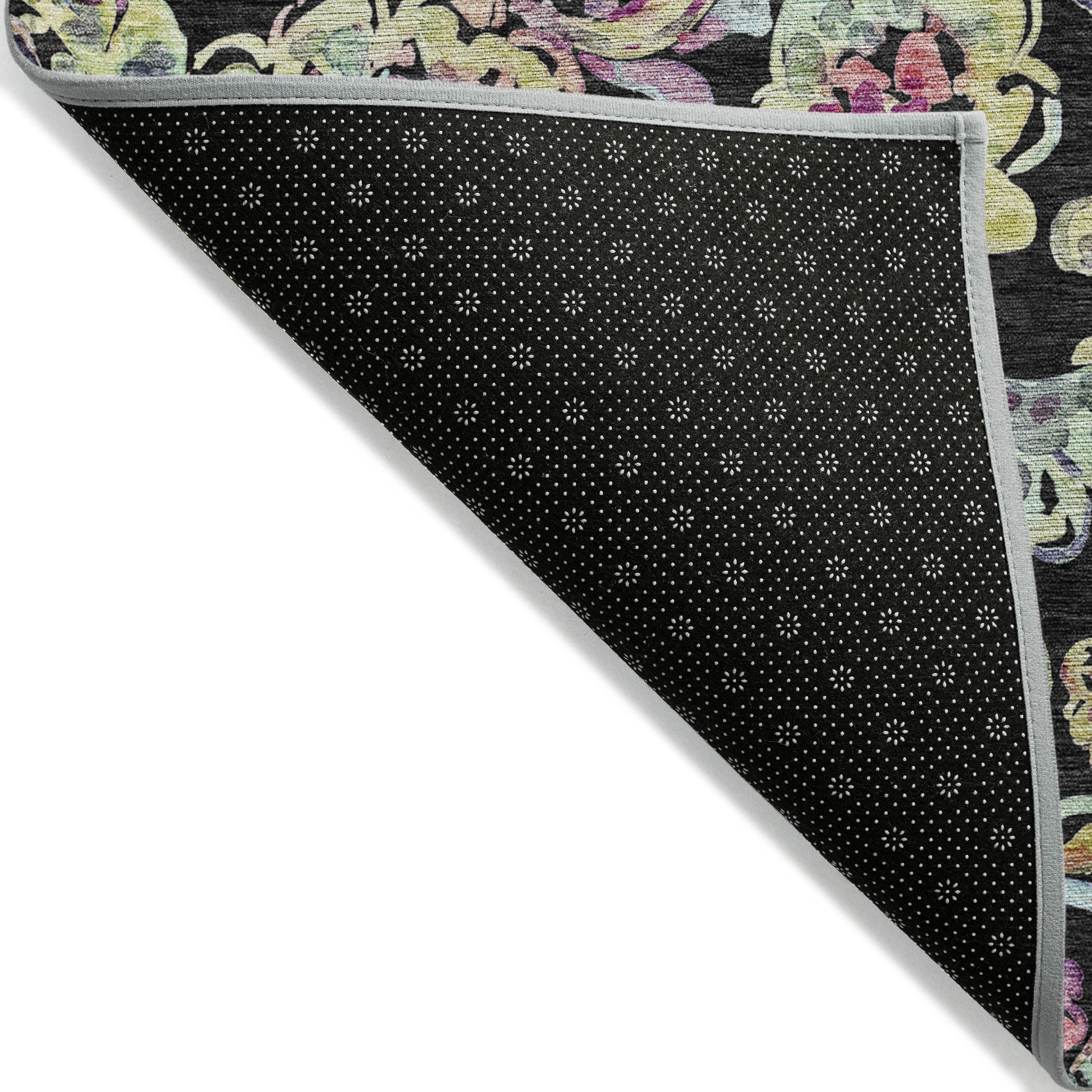 Addison Rugs Chantille Indoor/Outdoor Transitional Paisley Black Washable Round Rug, 8' x 8'