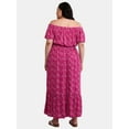 thumbnail image 3 of Terra & Sky Women's Plus Crinkle Off Shoulder Maxi Dress, Sizes 0X-5X, 3 of 4
