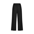 thumbnail image 4 of Petite Capris for Women with Pockets Linen Plus Size Petite Summer 2026 Casual Straight Wide Leg Loose Drawstring Elastic Waist Black S, 4 of 8