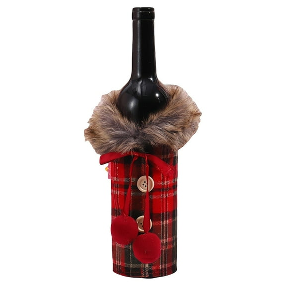RUIG Christmas Wine Bottle Cover, Collar & Button Coat Design Wine Bottle Sweater,Wine Bottle Clothes Set for Christmas Xmas Valentine's Wedding Party Decoration
