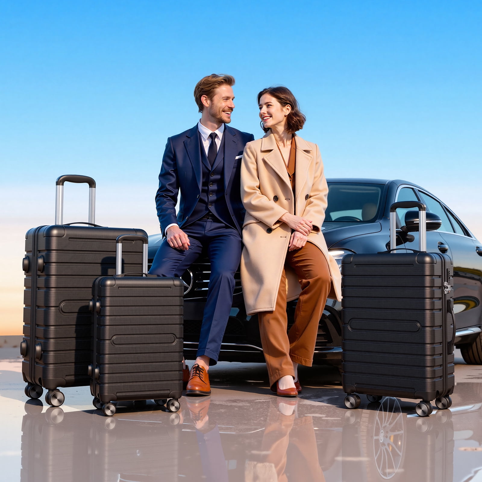 Vebreda 3 Piece Hardside Luggage Set with TSA Lock, 360° Spinner Wheels, Durable Lightweight Shell, Checked Suitcases (20”/24”/28”)