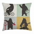 thumbnail image 1 of Bear Throw Pillow Cushion Cover, Funny Frames in Drawing Style Mascot Hunter Biker Musician Travelling Grunge Display, Decorative Square Accent Pillow Case, 24 X 24 Inches, Multicolor, by Ambesonne, 1 of 2