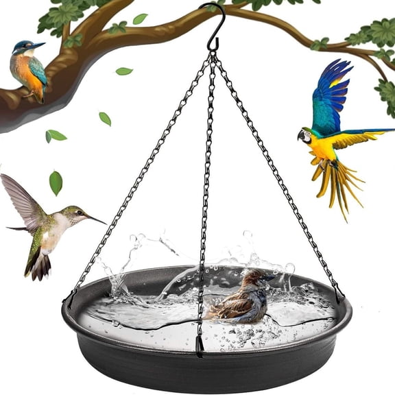 Outdoor Hanging Bird Bath Tray, Sturdy Chain Hanging Feeder Tray, Heavy-Duty Capacity for Garden & Patio Decor, Bird Water & Seed Feeder for Yard