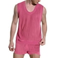thumbnail image 3 of Bcfgryg Men's Sleeveless Knit Set Stylish Stripe Combo With Shorts Men’s Gym Sets, 3 of 3