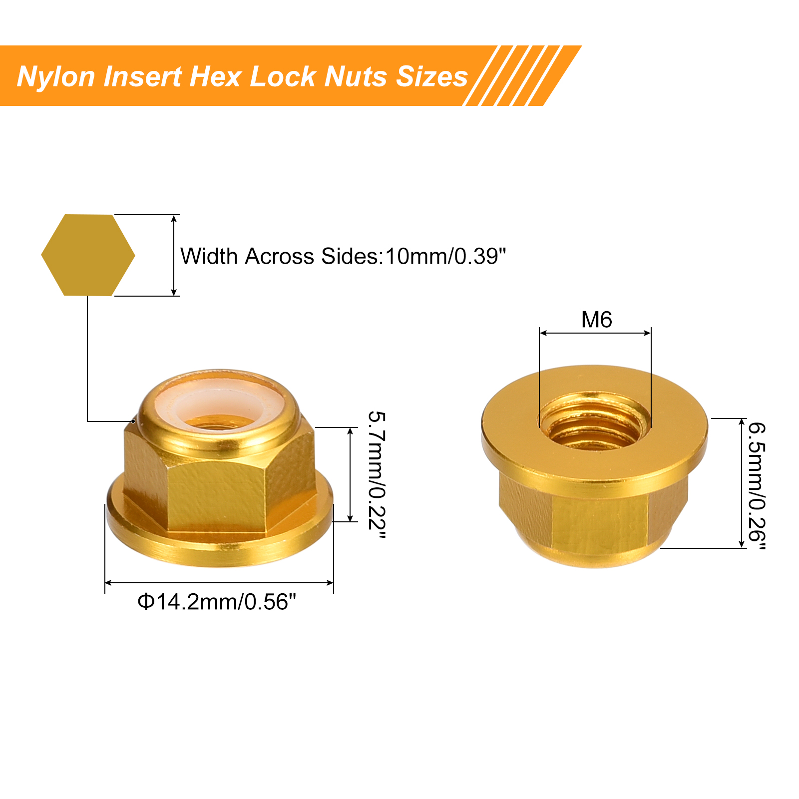 Lot De 50 écrous à Freinage M6x1mm En Inox 304 – Nylon Insert, Haute Résistance, Marque Uxcell