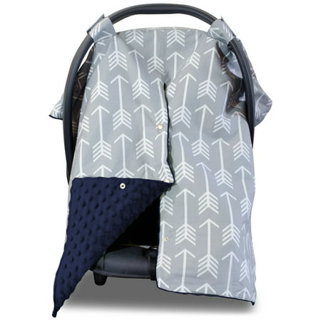 Kids N' Such Baby Canopy Cover for Car Seat, With Peekaboo Opening, Large Arrow with Navy Dot