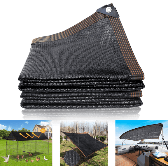 70% Black Shade Cloth,Outdoor Sunblock Shade Cloth with Grommets, 6.5x13 ft Garden Shade Cover from Sun for Plant, Greenhouse, Pergola