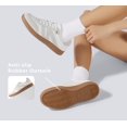 thumbnail image 4 of Zapatillas LUCKY STEP para mujer, clásicas, retro, suela de goma, piel blanco/gris, 4 of 8