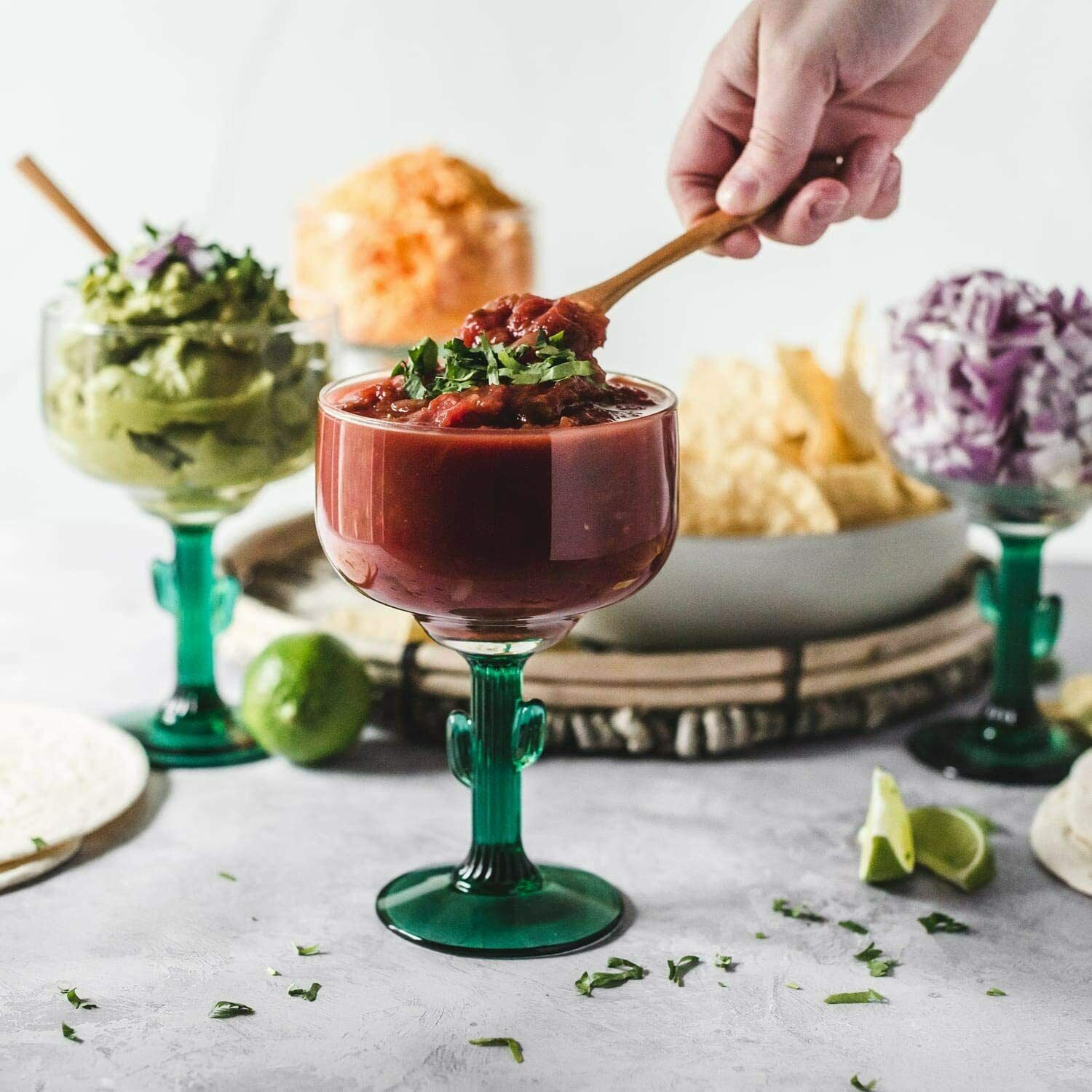 Margarita Party Glasses Cactus, Set of 2 Thick Margarita Glasses Fun