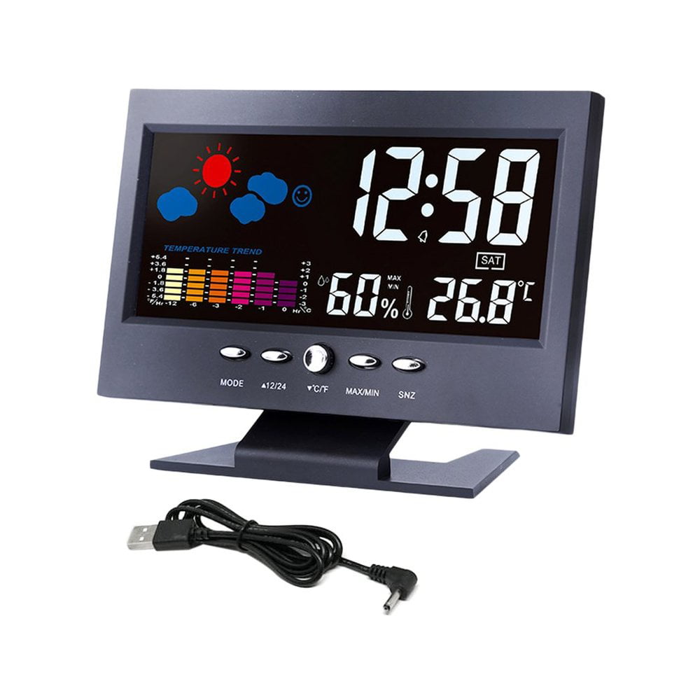 Digital Thermometer Hygrometer Alarm Clock Calendar Temperature Records 