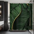 thumbnail image 4 of Tropical Palm Leaf Shower Curtain Dark Green Golden Banana Leaves Bathroom Tropical Jungle Palm Tree Hawaiian Bathroom Decor Set with12 Hooks 72x72 inches (A), 4 of 6