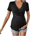thumbnail image 2 of Neewe Women's Maternity Shirts, Crew Neck Maternity Top Short Sleeve Casual Cotton Tee Pregnancy Clothes, 2 of 7