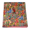thumbnail image 5 of indian quilts single size, Handmade Kantha Quilt Cotton Bedspread, Indian Vintage Kantha Throw Blanket, Reversible Floral Patchwork Quilt, 5 of 6