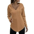 thumbnail image 1 of SHIXIAOO Chandail à Capuche pour Femmes Col en V Manches Longues Chandail en Molleton à Cordon avec Poche Chandail en Molleton Oversize pour Femmes Veste Zippée Décontractée d'Hiver, 1 of 5