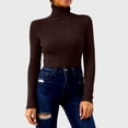 thumbnail image 2 of vigerkar Women's Turtleneck Shirts Ribbed Pullover Sweater Long Sleeves Tops Midweight Thermal Underwear Blouse (Coffee, M), 2 of 7