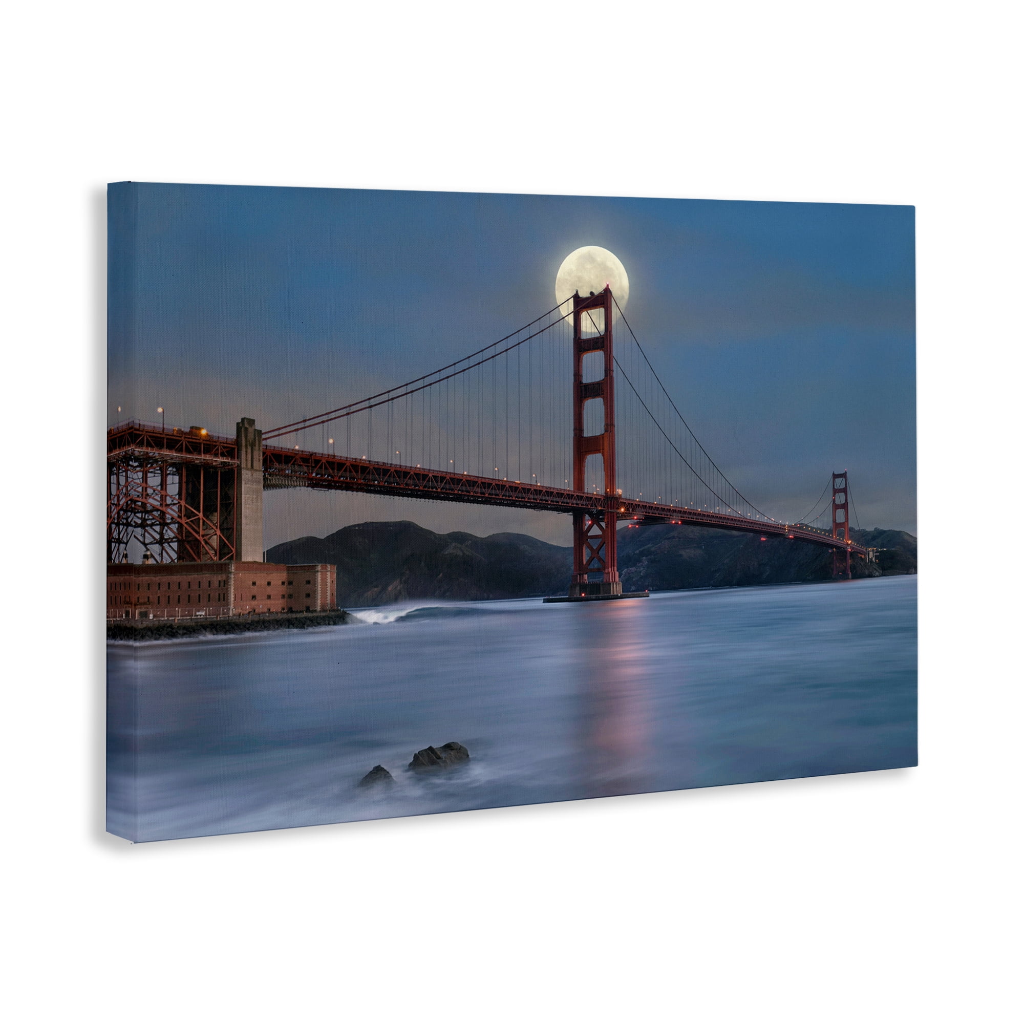 Stupell Industries Moonlit Bridge Landmark Scenic & Cityscapes Painting Wrapped Canvas Art Print Wall Art, 36 x 24