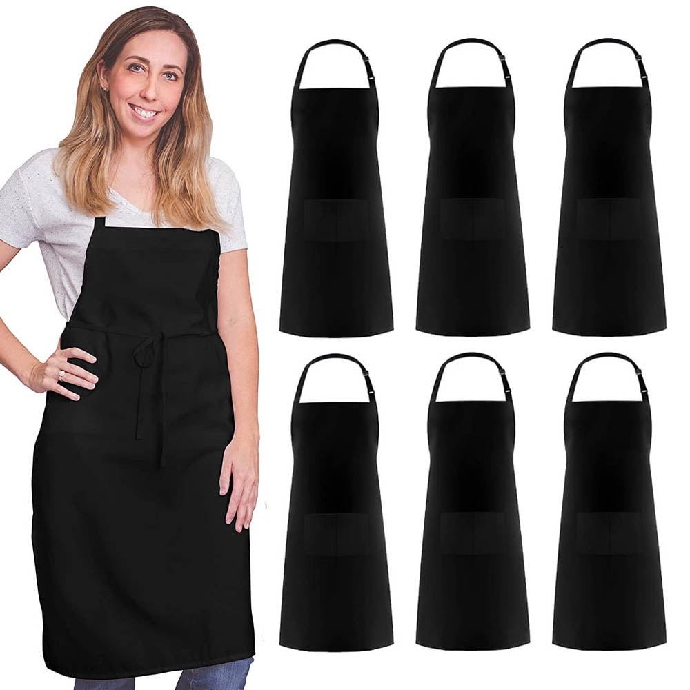 6 Pack Waterproof Rubber Vinyl Apron with Adjustable length neck strap