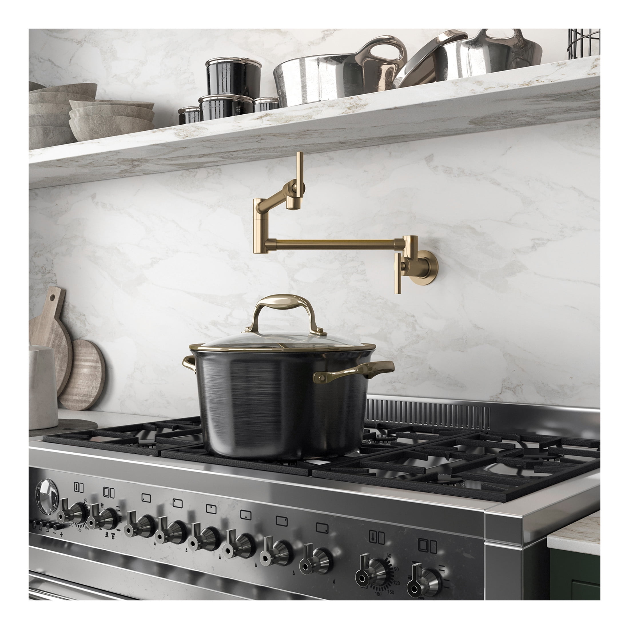 Braccia Series 24" Wall Mounted Pot Filler in Champagne Bronze