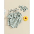 thumbnail image 3 of Suealasg Newborn Girl Summer Bodysuit +Headband Sleeveless Daisy Print Romper 3 6 12 18 Months Baby Girl Clothes, 3 of 6