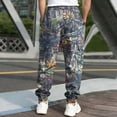 thumbnail image 5 of Havenx Baggy Camo Cargo Sweatpants for Men Maple Leaf Print Drawstring Waist Tapered Cargo Joggers with Flap Pockets Straight Wide Leg Trousers Loose Fit Y2k Workout Athletic Soft Outfits,Green M, 5 of 5