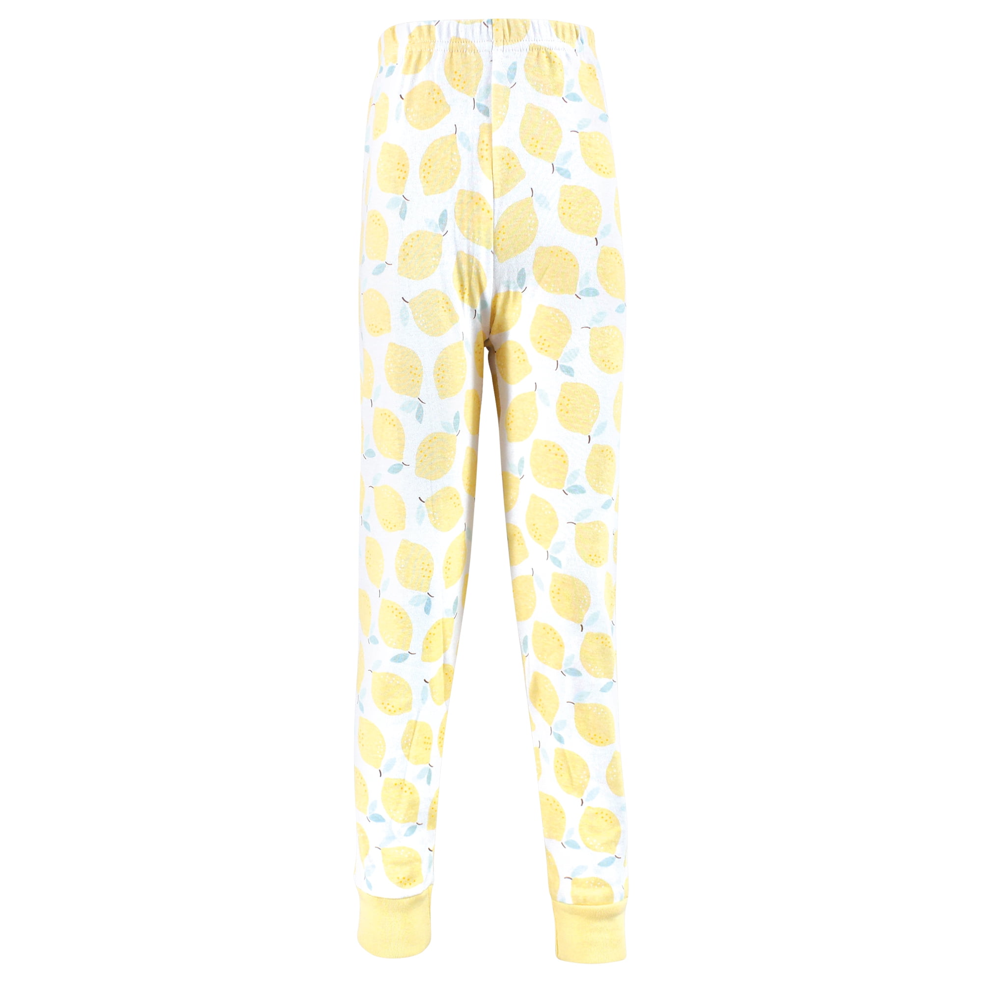 Hudson Baby Infant Girls Cotton Pajama Set, Mint Lemon, 3T