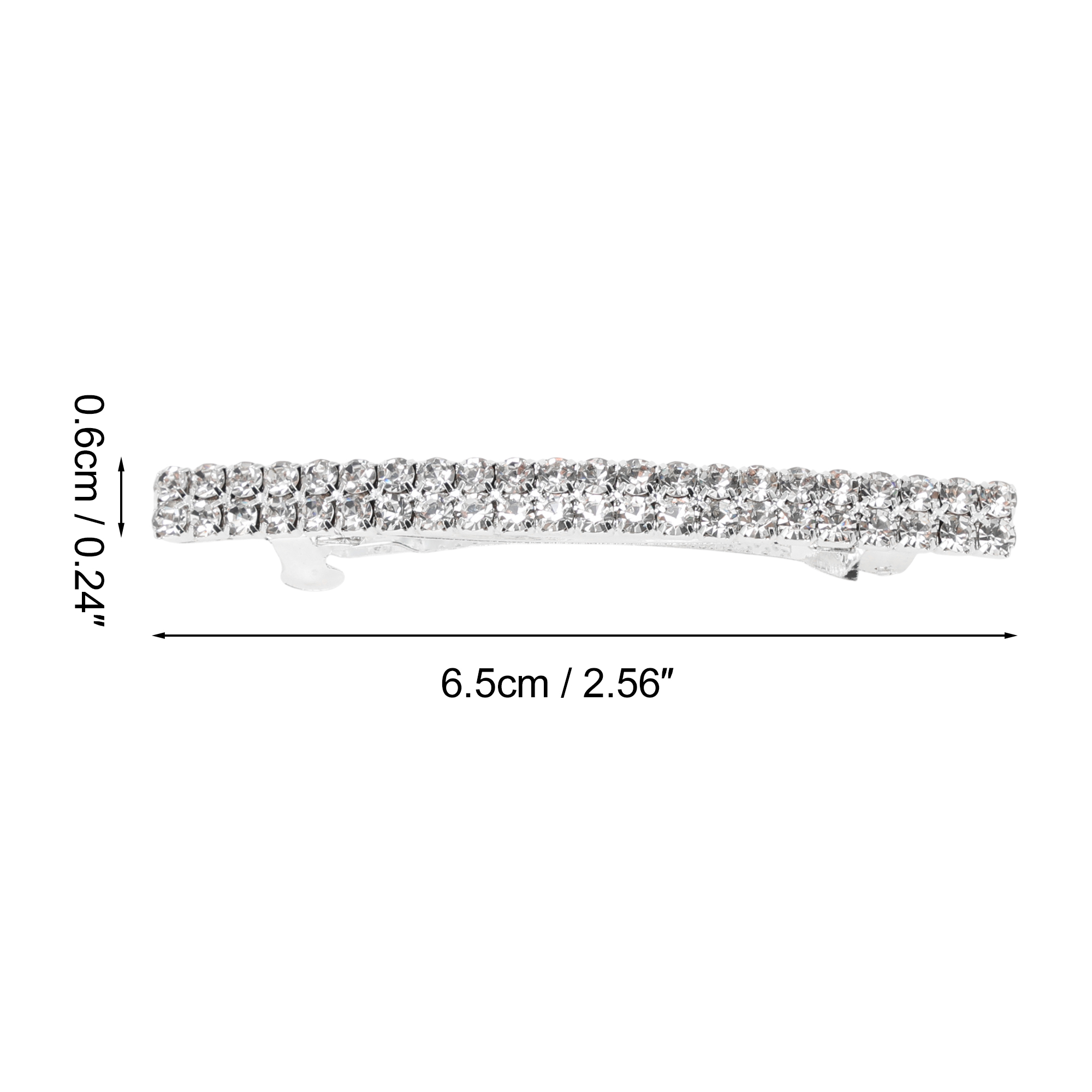 Unique Bargains Grace Crystal Spring Clip Hairpin 2-Row Hair Barrettes Silver Tone