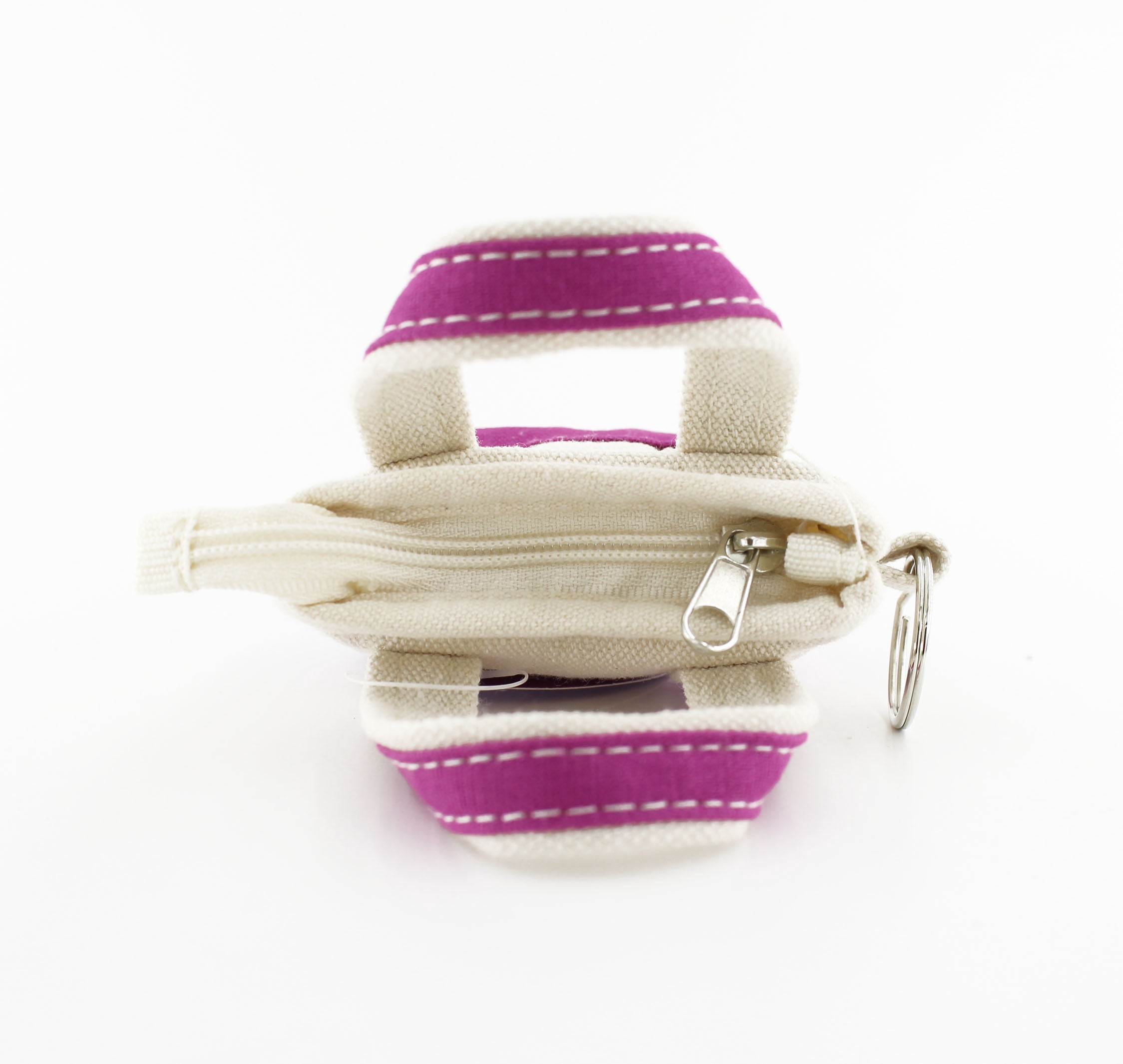 U Style Mini Canvas Tote Keychain in Vibrant Pink