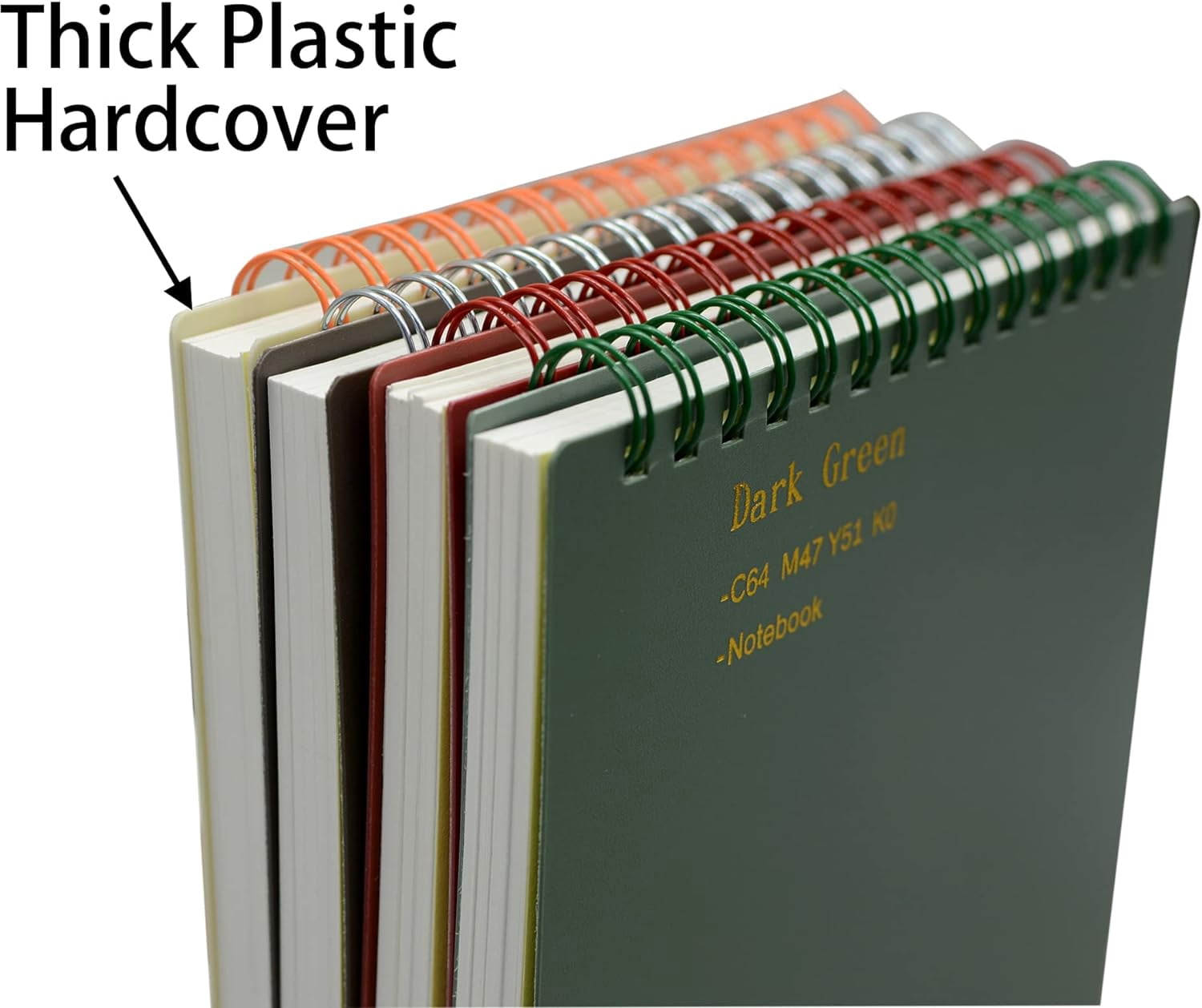 4 Pack A5 Top Bound Spiral Steno Pads 7mm College Ruled Thick Plastic Hardcover Notebook 160 Pages for Office Reporters