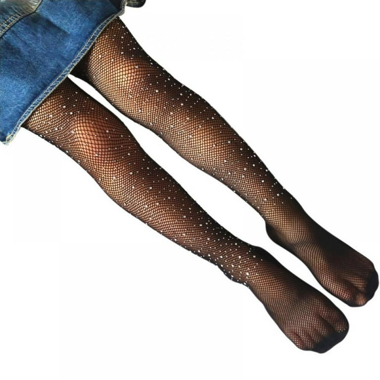 Little Girls Tights Children's Fishnet Tight Stockings Sparkle Glitter  Rhinestone Hollow Out Pantyhose Mesh Socks