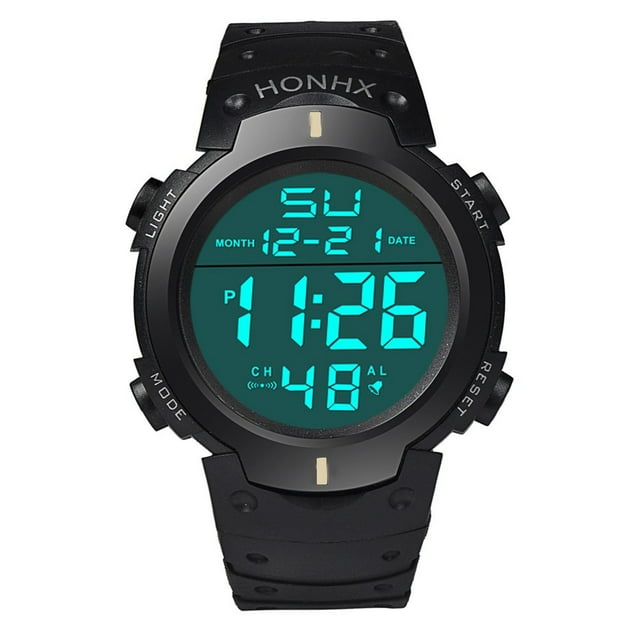 Reloj deportivo para hombre, reloj de pulsera deportivo de goma con cronómetro digital LCD y fecha para hombre.