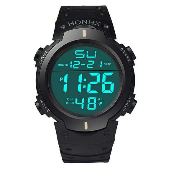 EGNMCR Fashion Men's Boy LCD Digital Stopwatch Date Rubber Sport Wrist Watch Watch