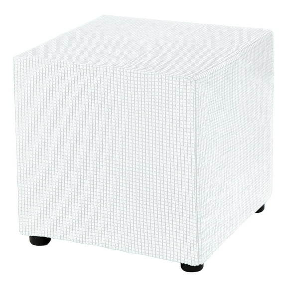 Square Ottoman Cover 18x18x18inch Polyester Ottoman Slipcovers, Cream